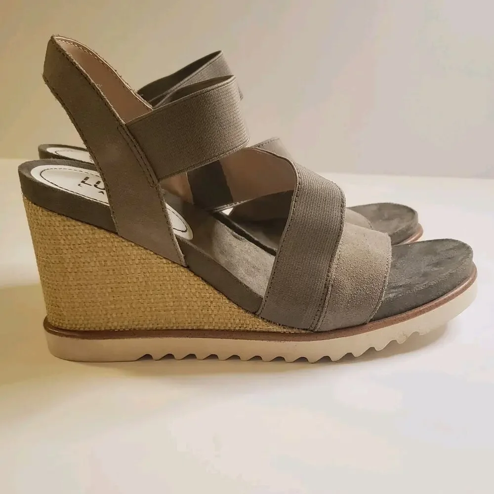 Lucca Lane‎ Sz 10 Wedge Sandals Delaney Sage Green Leather strappy boho chic